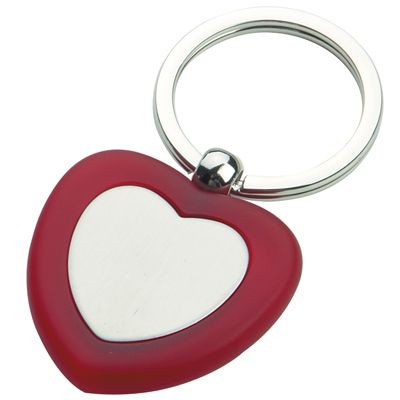 Picture of LOVE HEART METAL KEYRING in Red & Silver.