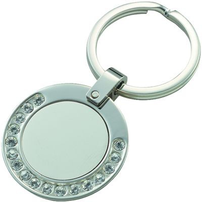 Picture of ROUND SATIN METAL KEYRING with Crystal Decoration