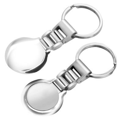 Picture of ROUND METAL KEYRING in Satin & Shiny Silver Finish.