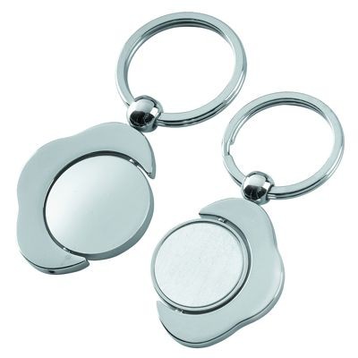 Picture of METAL KEYRING in Shiny & Satin Silver with Spinning Round Disc