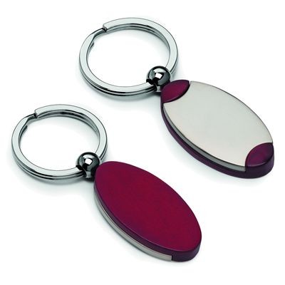 Picture of JADE OVAL KEYRING in Silver Metal & Wood