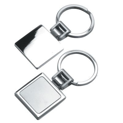 Picture of SQUARE METAL KEYRING in Shiny & Satin Silver