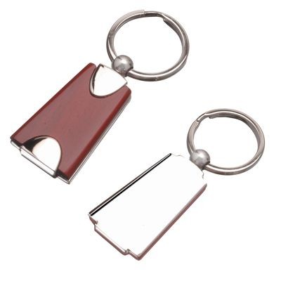 Picture of KEYRING in Shiny Silver Metal & Wood