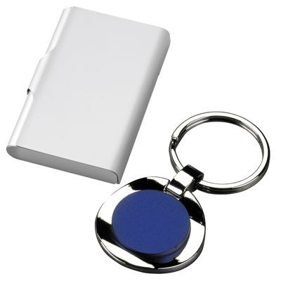 Picture of CHROMED METAL KEYRING with Blue Centre