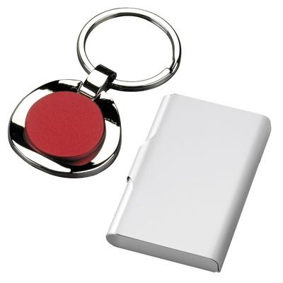 Picture of CHROMED METAL KEYRING with Red Centre.