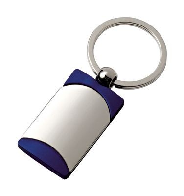 Picture of METAL KEYRING in Matt Silver & Blue.