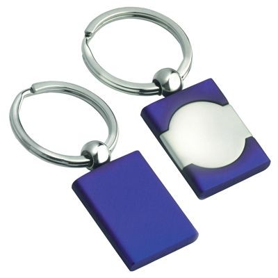 Picture of METAL KEYRING in Satin Silver & Blue