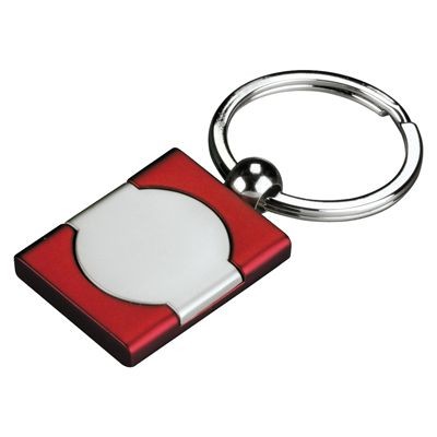 Picture of METAL KEYRING in Satin Silver & Red.