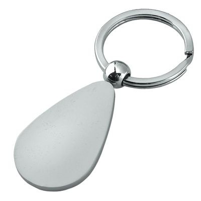 Picture of DROP SHAPE SATIN SILVER METAL KEYRING