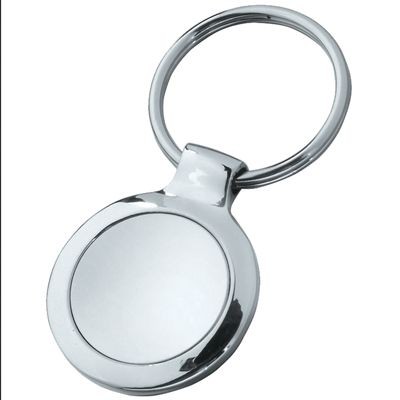 Picture of ROUND METAL KEYRING in Shiny & Satin Silver.