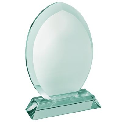 Picture of GREEN GLASS TEAR DROP TROPHY AWARD.