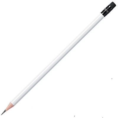 WOOD PENCIL in White with Black Eraser.