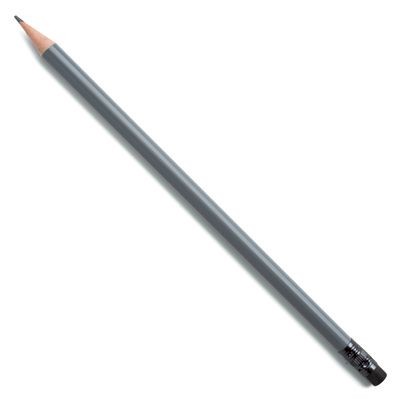 WOOD PENCIL in Grey with Black Eraser.