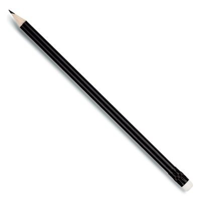 Picture of WOOD PENCIL in Black with White Eraser.