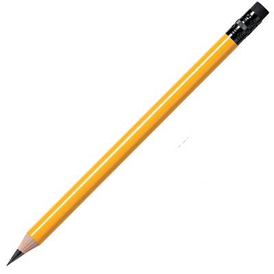 Picture of WOOD PENCIL in Yellow with Black Eraser.