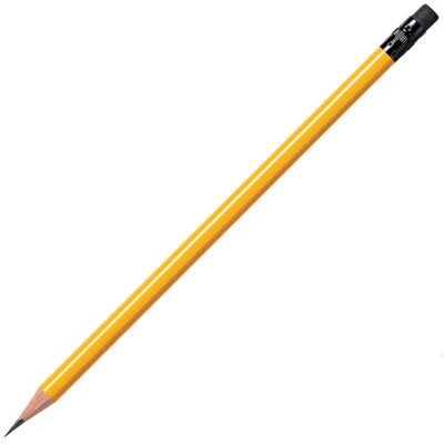 WOOD PENCIL in Yellow with Black Eraser.