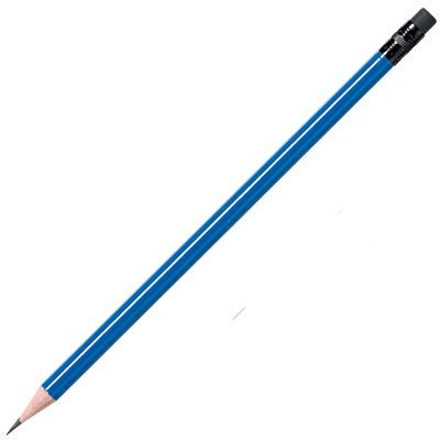 WOOD PENCIL in Blue with Black Eraser.