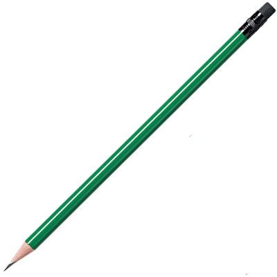 WOOD PENCIL in Green with Black Eraser.