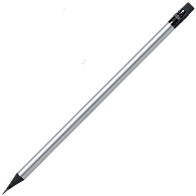 Picture of BLACK WOOD PENCIL in Silver with Black Eraser.