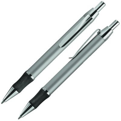 Picture of METAL BALL PEN in Silver with Rubber Grip