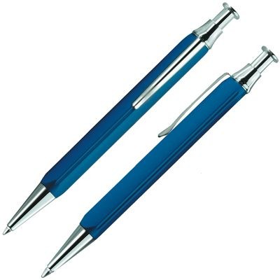 Picture of TRIANGULAR METAL BALL PEN in Blue
