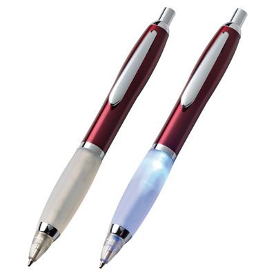 Picture of LIGHT UP METAL BALL PEN in Red with Red Light.