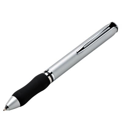 Picture of GREY METAL PEN with Black Rubber Grip.