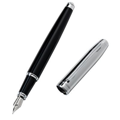Picture of METAL FOUNTAIN PEN in Silver Chrome & Black