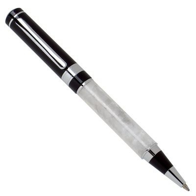 Picture of METAL BALL PEN in White Marble Design.