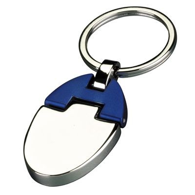 Picture of METAL KEYRING in Silver Chrome & Blue.