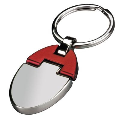 Picture of METAL KEYRING in Silver Chrome & Red.