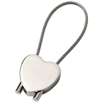 Picture of HEART METAL KEYRING in Silver with Cable