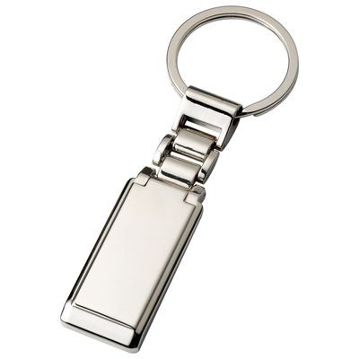 Picture of RECTANGULAR SILVER CHROME METAL KEYRING