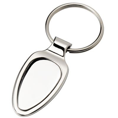 Picture of OVAL SILVER CHROME METAL KEYRING.