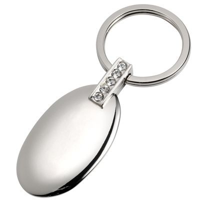 Picture of OVAL SILVER METAL KEYRING with Crystal Decoration