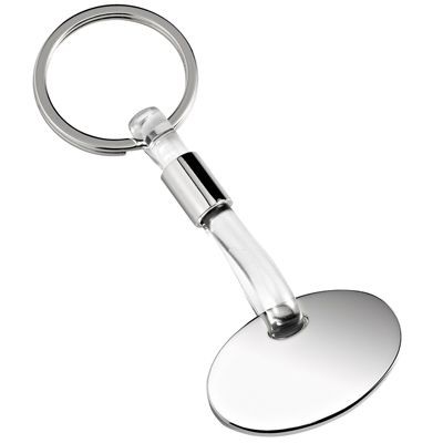 Picture of OVAL SILVER CHROME METAL & CLEAR TRANSPARENT PVC KEYRING