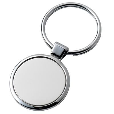 Picture of ROUND SILVER CHROME METAL KEYRING.