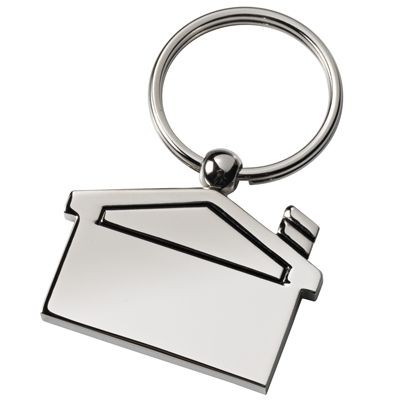Picture of COTTAGER HOUSE SHAPE SILVER METAL KEYRING.