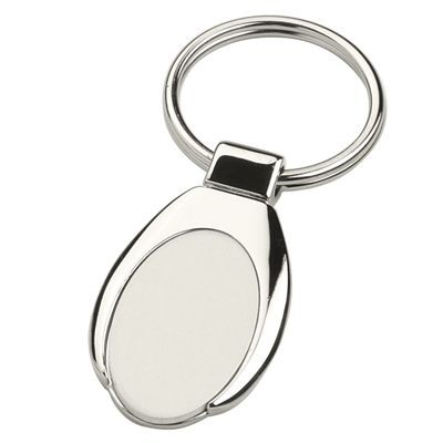 Picture of ANDREW OVAL SHINY SILVER METAL KEYRING