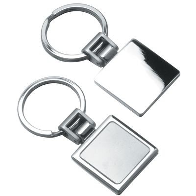 Picture of SILVER CHROME & MATT METAL SQUARE KEYRING