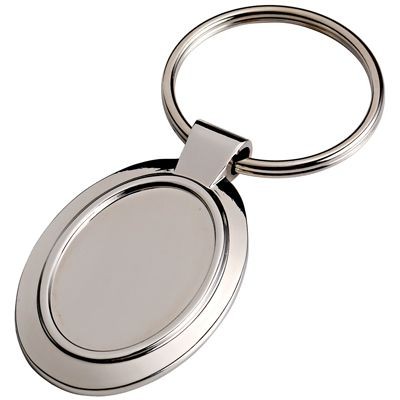 Picture of SILVER METAL OVAL KEYRING.