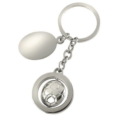 Picture of SPINNING FOOTBALL KEYRING in Silver Metal.