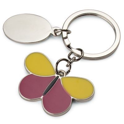 Picture of BUTTERFLY METAL KEYRING in Yellow & Pink