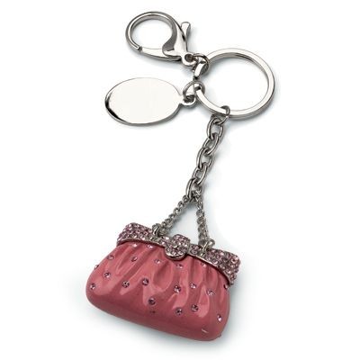 Picture of HANDBAG METAL KEYRING in Yellow with Crystals.