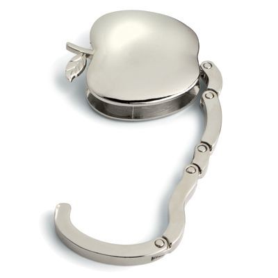 Picture of APPLE HANDBAG HANGER HOOK in Silver Metal.