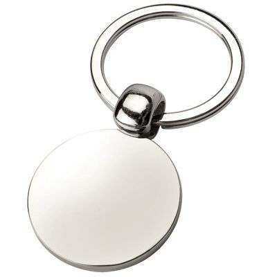 Picture of SHINY ROUND SILVER METAL KEYRING.