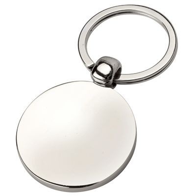 Picture of SHINY ROUND SILVER METAL KEYRING.