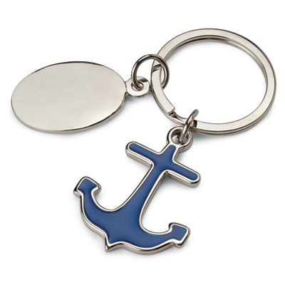 Picture of SHIPS ANCHOR METAL KEYRING in Blue & Silver Chrome