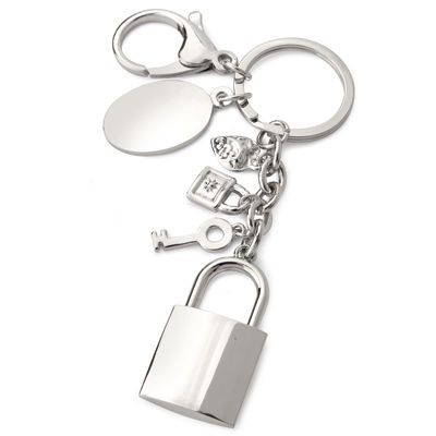 Picture of PADLOCK KEYRING & CHARMS in Silver Metal.
