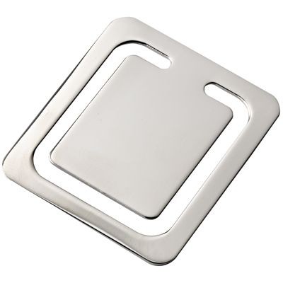 Picture of SQUARE SILVER CHROME METAL BOOKMARK.